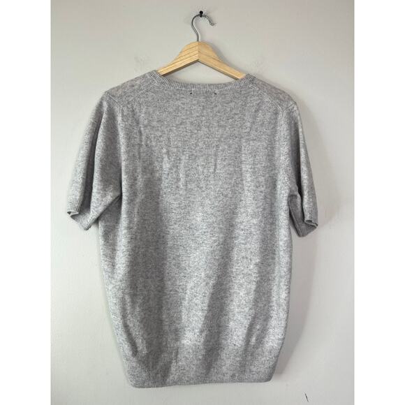 NWT Lingua Franca Cashmere Short Raglan Sleeve Pullover Embroidered Top Gray - Picture 5 of 5